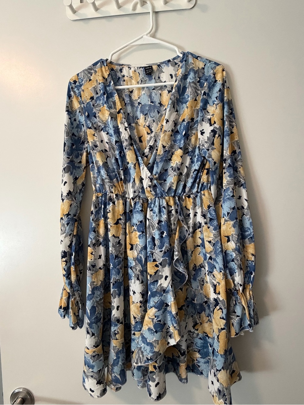 Floral Blue & Yellow Wrap Dress